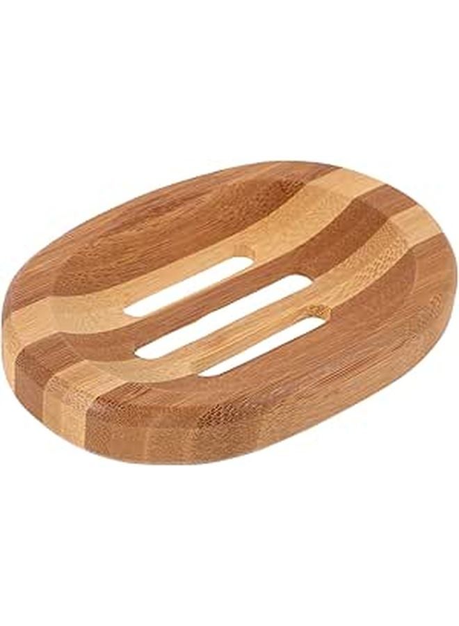 صابون خشبي طبق بيضاوي 12.5x8.5x2 سم صابون ذاتي التصريف حامل حمام مطبخ دش صينية - Image 1