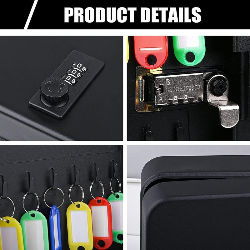 Key Steel Security Cabinet Box, Key Box Wall Mount with Combination Lock, Steel Security Locking Keys Cabinet, Storage Key Lock Box with Code, Key Management Cabinet 28 Key (Combination Lock ) - Image 5