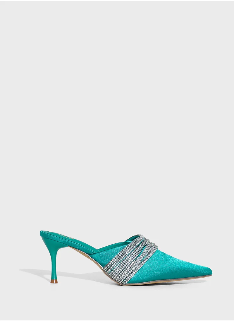 Ella Limited Edition Multi Strap Diamante Mule Pump