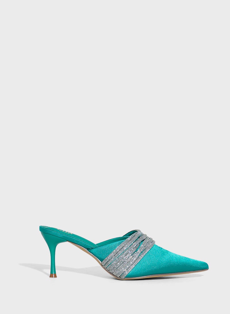 Ella Limited Edition Multi Strap Diamante Mule Pump - Image 1