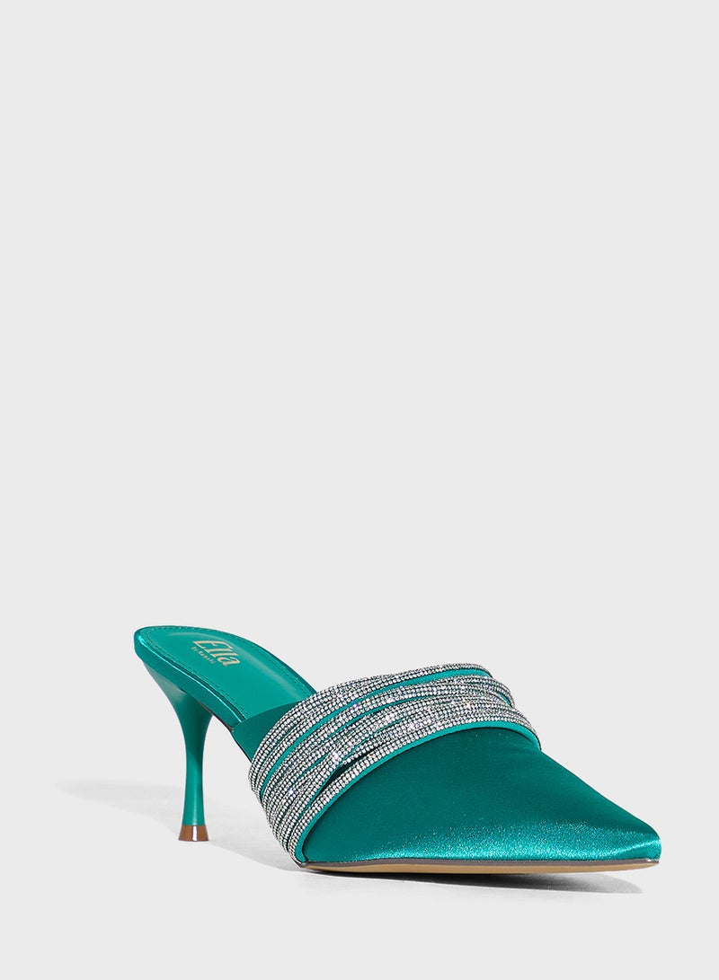 Ella Limited Edition Multi Strap Diamante Mule Pump - Image 2
