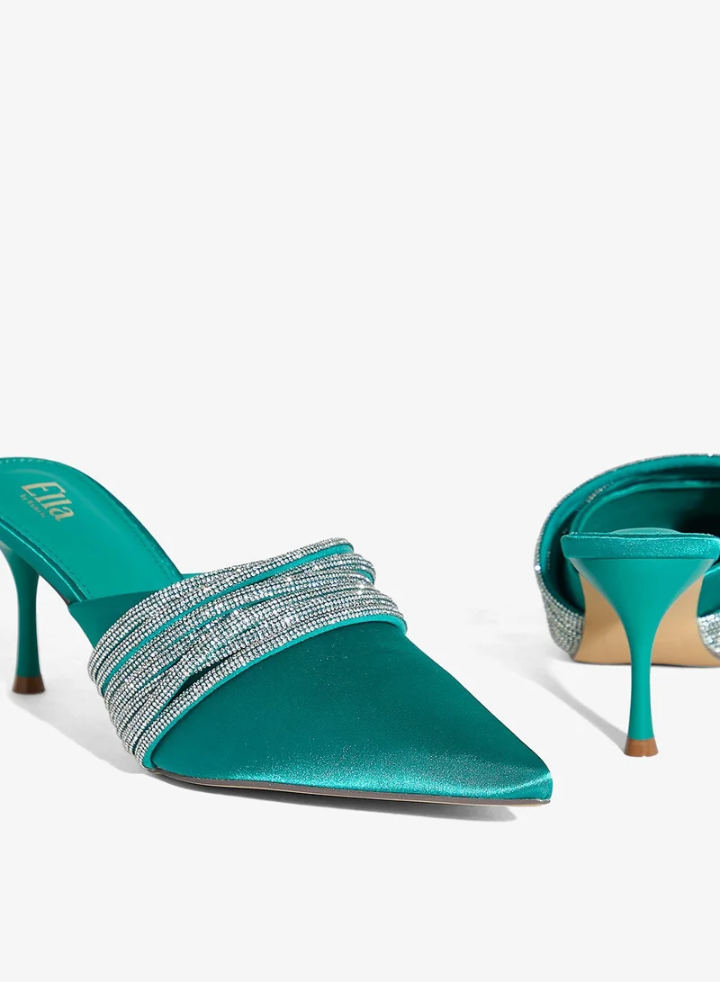 Ella Limited Edition Aqua Multi Strap Diamante Mule Pump for Women | Best Price UAE