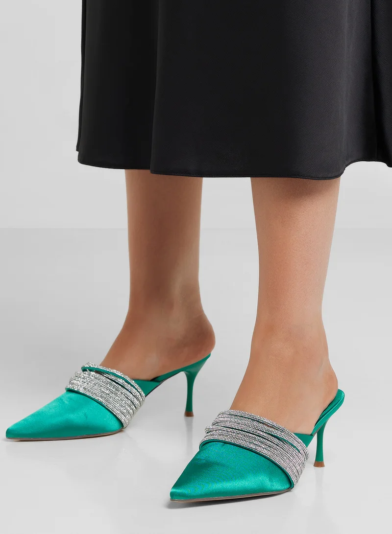 Ella Limited Edition Aqua Multi Strap Diamante Mule Pump for Women | Best Price UAE