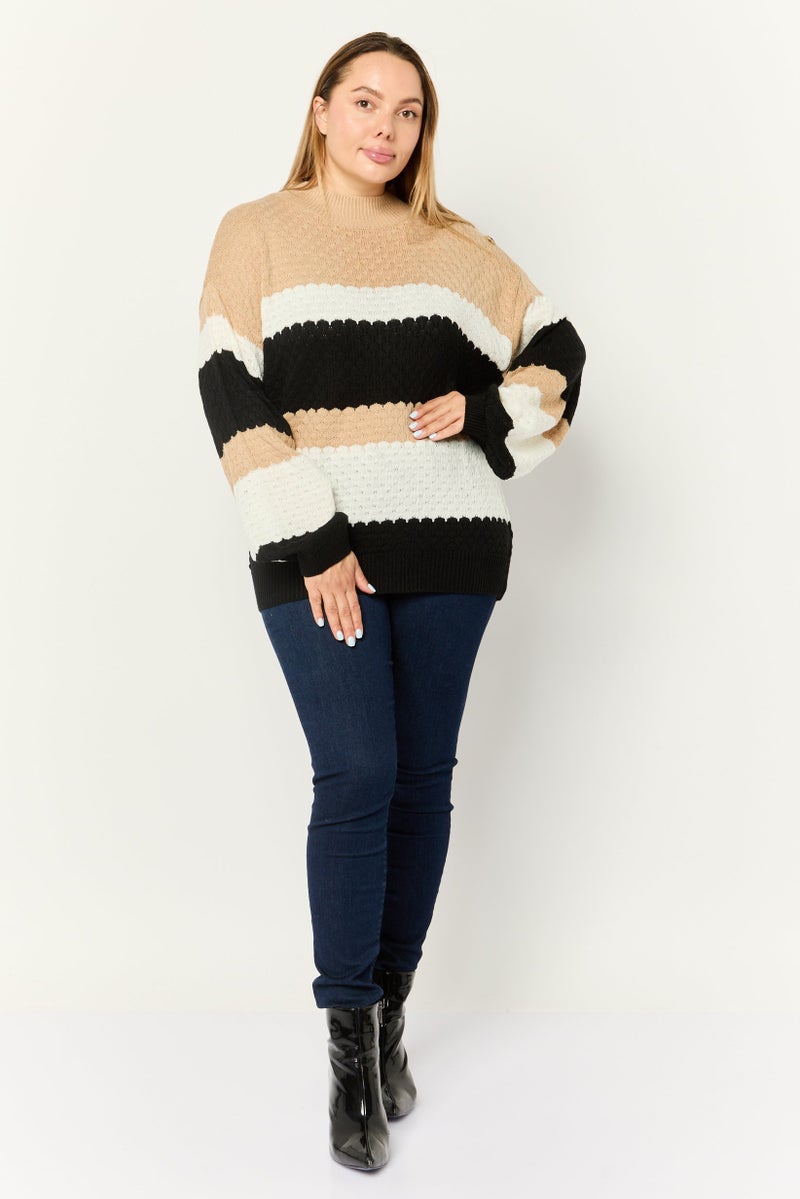Madison + Hudson Women Mock Neck Knitted Sweater, Multicolor - Image 2