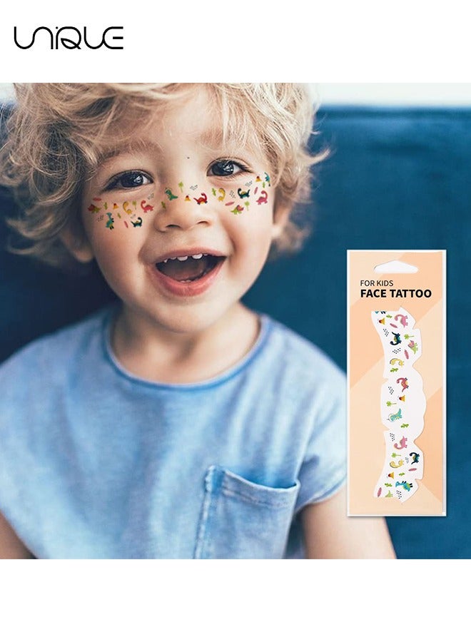 Unique 8Pcs Ooopsiun Face Temporary Tattoos for Kids - Cartoon Butterfly Fruit Dinosaur Face Freckle Tattoo Stickers for Girls Boys Makeup Dancer Costume Birthday Party - Image 4