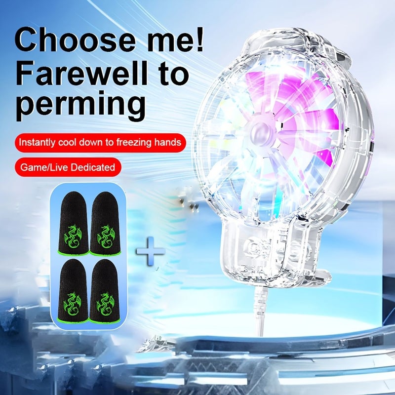 مروحة تبريد الهاتف المحمول توربو مبرد الألعاب بدون بطارية مشتت حرارة أبيض زوجان - Image 5