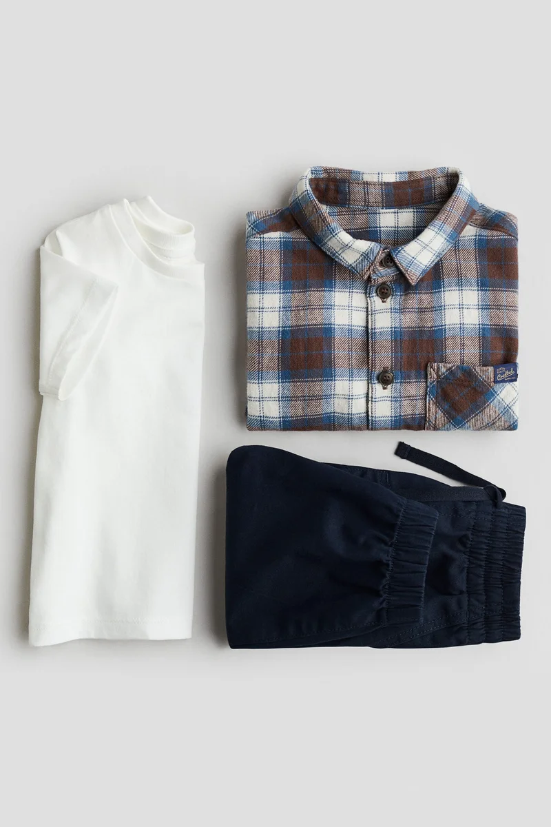 اتش اند ام طقم ملابس قطني - عبوة من 3 قطع