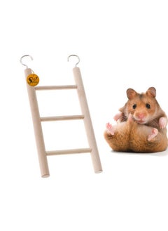 Sage Square Sage Square Playful Natural Wooden Climbing Ladder Toy for Exercise & Fun || with Hooks || for Hamsters, Sugar Glider, Dwarf, Rat, Mice, Gerbil || 3 Stairs / 18.5cm  - Image 1