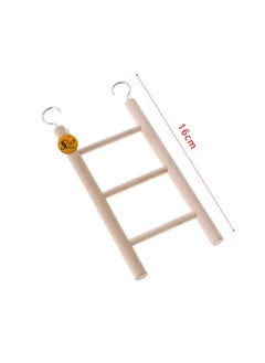 Sage Square Sage Square Playful Natural Wooden Climbing Ladder Toy for Exercise & Fun || with Hooks || for Hamsters, Sugar Glider, Dwarf, Rat, Mice, Gerbil || 3 Stairs / 18.5cm  - Image 2