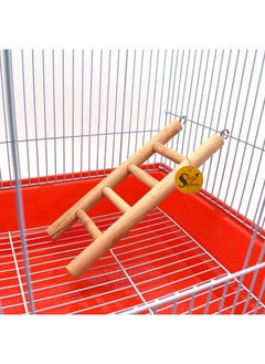 Sage Square Sage Square Playful Natural Wooden Climbing Ladder Toy for Exercise & Fun || with Hooks || for Hamsters, Sugar Glider, Dwarf, Rat, Mice, Gerbil || 3 Stairs / 18.5cm  - Image 3