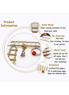 Sage Square Sage Square Playful Natural Wooden Climbing Ladder Toy for Exercise & Fun || with Hooks || for Hamsters, Sugar Glider, Dwarf, Rat, Mice, Gerbil || 3 Stairs / 18.5cm  - Image 5
