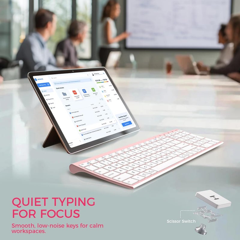 iClever BK10 Bluetooth Keyboard, Wireless Rechargeable Ultra-Slim Keyboard with Long Battery Life, Compatible with iOS, Android, Windows, Mac for iPad, Tablet, Laptop, PC, Phone - Image 3