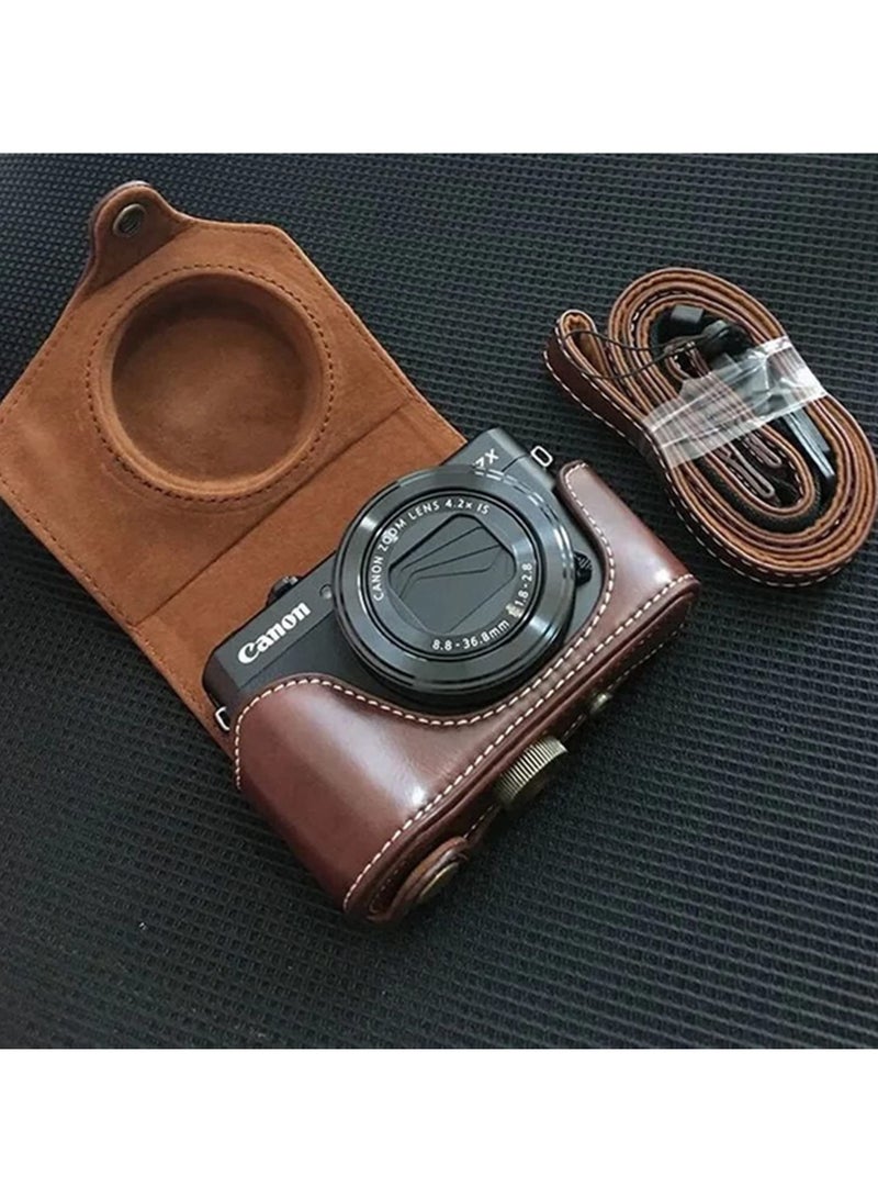 Leather Camera Case for Canon Powershot G7X Mark II /G7x G7xii Enhanced Protection, Functional Accessibility, and Convenient Design for Travel & Outdoor Use  - Image 5