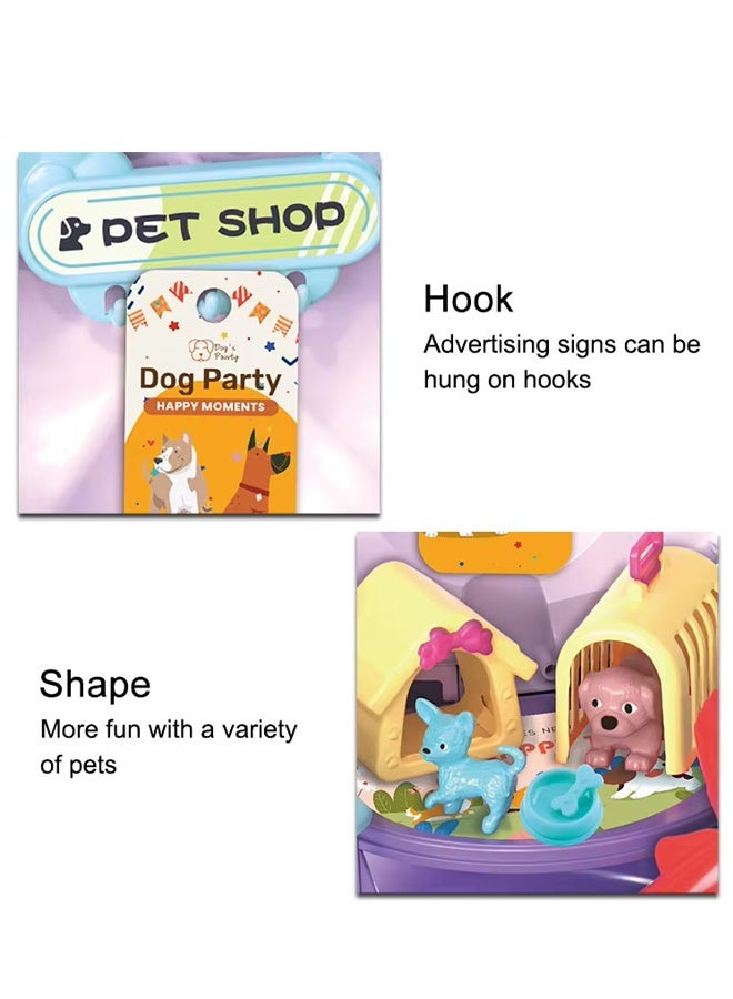 40 children's toy tables, Children's Pet Store Theme Flower shaped Game House, dollhouse with pet shop themeequipped with realistic puppies and kittens, various pet tools, pretend game toys, realist - Image 3