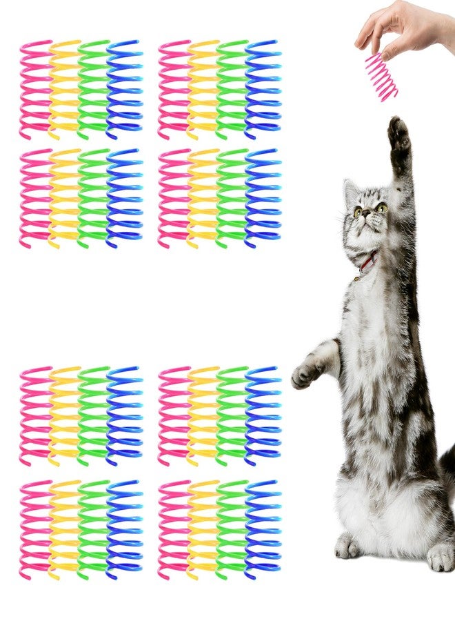 Shudyear Pack of 32 cat Coil Springs for Indoor, Colourful and Durable Plastic Spring coils to Attract, Chewing, Hunting, Interactive Toys for Cats and Kittens (32pc) - Image 1