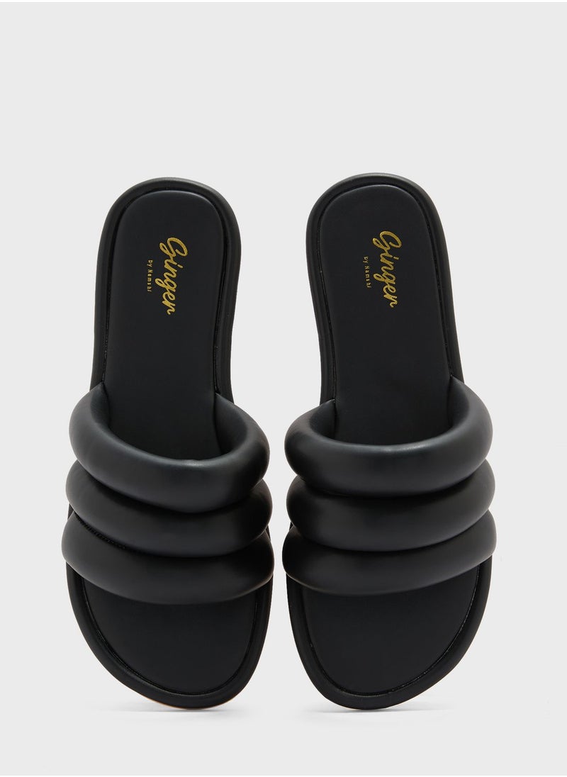 Ginger - Padded Triple Flat Sandal - Image 1