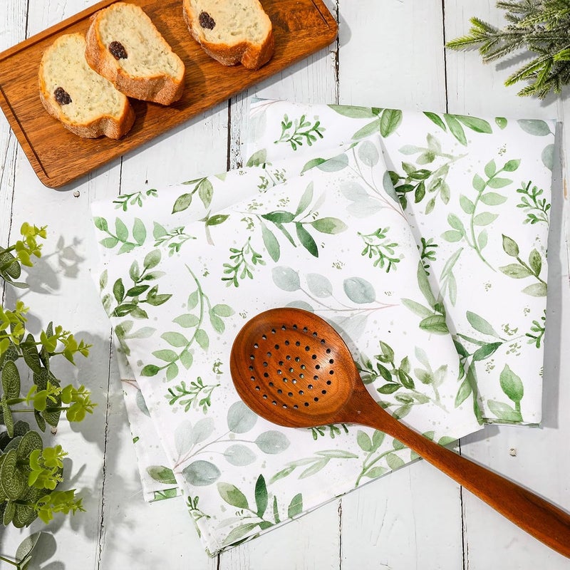 JarThenaAMCS Set of 6 Greenery Cloth Napkin Watercolor Green Leaves Dinner Napkin Reusable Kitchen Top Collection for Spring Farmhouse Party Dining Table Decor 18 x 18 Inch - Image 3