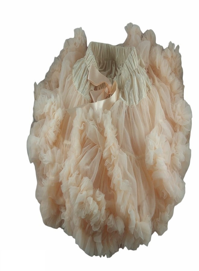 kuJee Beige Color Fluffy Pettiskirt/Tutu for Baby Girls with Bow (Age: 4-5 yrs) - Image 2