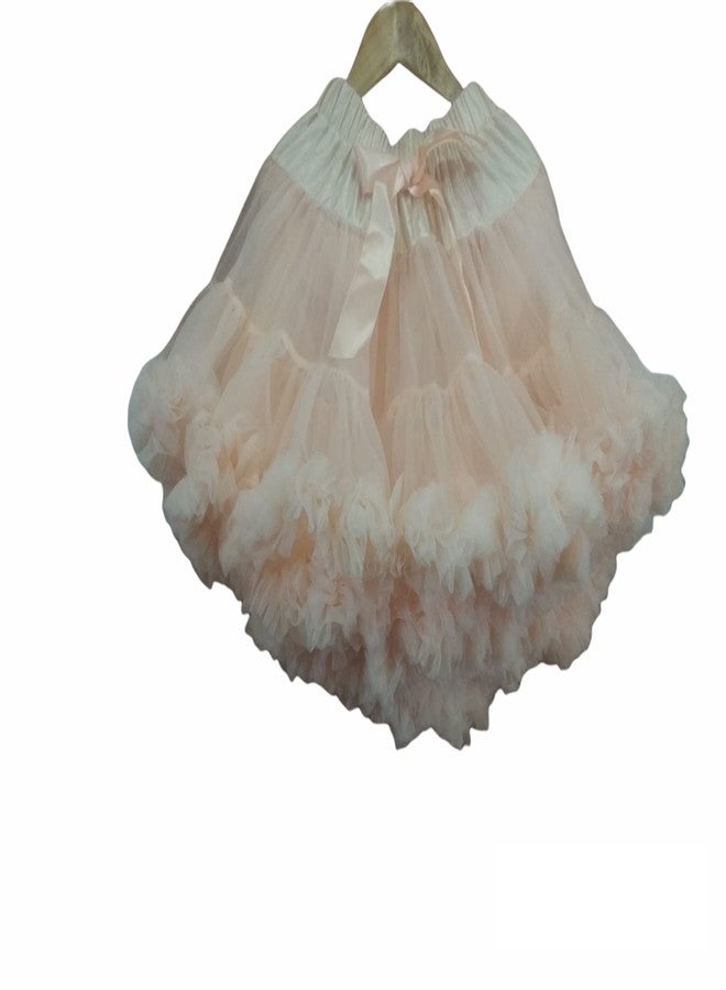 kuJee Beige Color Fluffy Pettiskirt/Tutu for Baby Girls with Bow (Age: 4-5 yrs) - Image 3