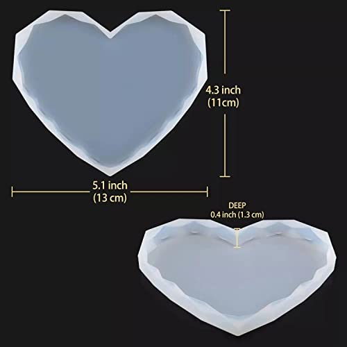 eS³kube Heart Shape Diamond Cut 5” x 4.3” Multipurpose Silicone Coaster Agate Mould for Epoxy Resin, Silicone DIY Coaster Mould for Epoxy UV Resin Art Craft - 1pc - Image 2