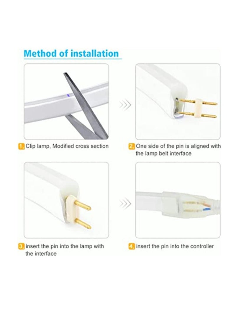 شريط إضاءة LED عالي الجودة 120 مصباح LED عالي السطوع IP44 شريط إضاءة نيون 2835 SMD مع موصل LED بقابس أمريكي للديكور الداخلي والخارجي وغرفة الإضاءة وديكور المطبخ باللون الأبيض البارد  - Image 4