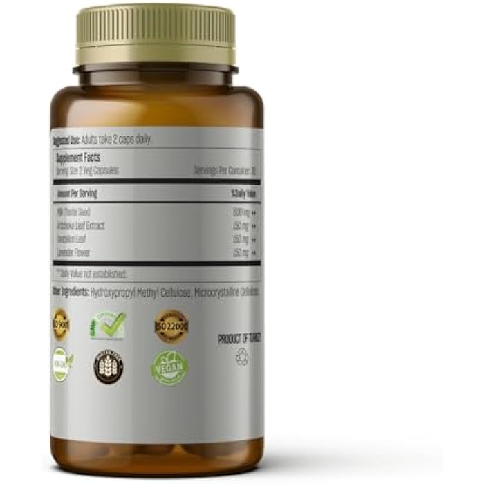 TALYA Milk Thistle Silymarin Artichoke Dandelion Herbal Liver Detox Cleanse Liver Support Supplement Vegan Capsules 60 Count 1 Month Supply Non GMO - Image 3