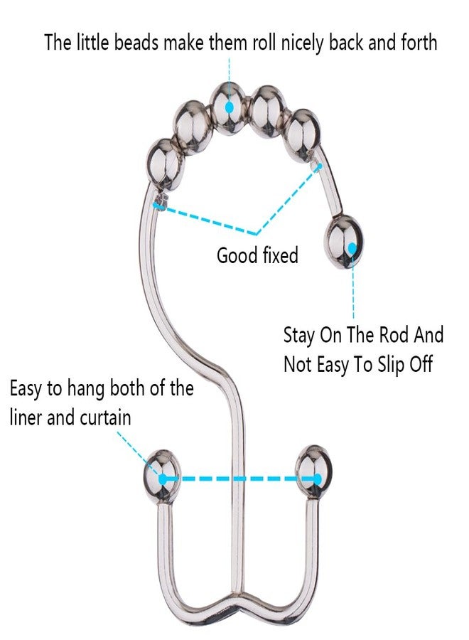 DAWNER Shower Curtain Hooks, Rust Proof Metal Easy Glide Double Rings, Stainless Steel Hangers for Bathroom Curtains, Set of 12, Brushed Nickel - Image 5
