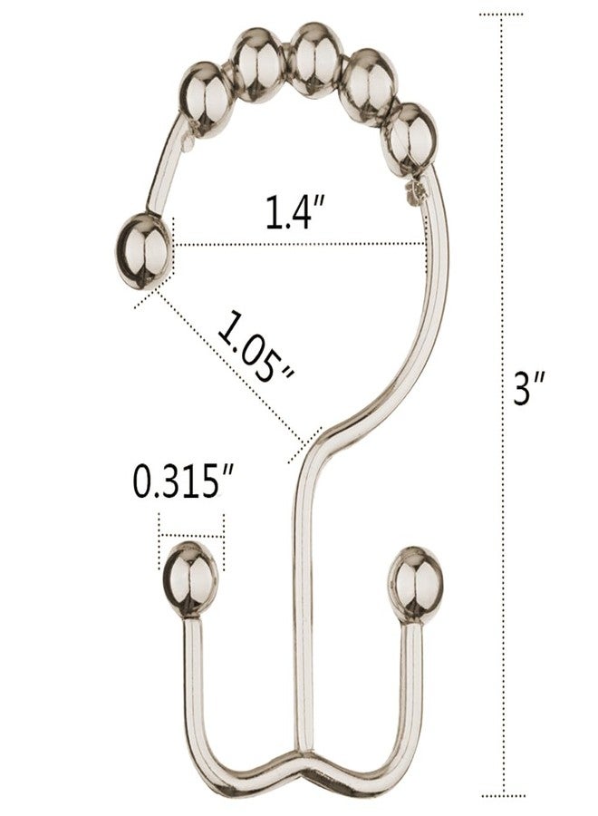 DAWNER Shower Curtain Hooks, Rust Proof Metal Easy Glide Double Rings, Stainless Steel Hangers for Bathroom Curtains, Set of 12, Brushed Nickel - Image 4