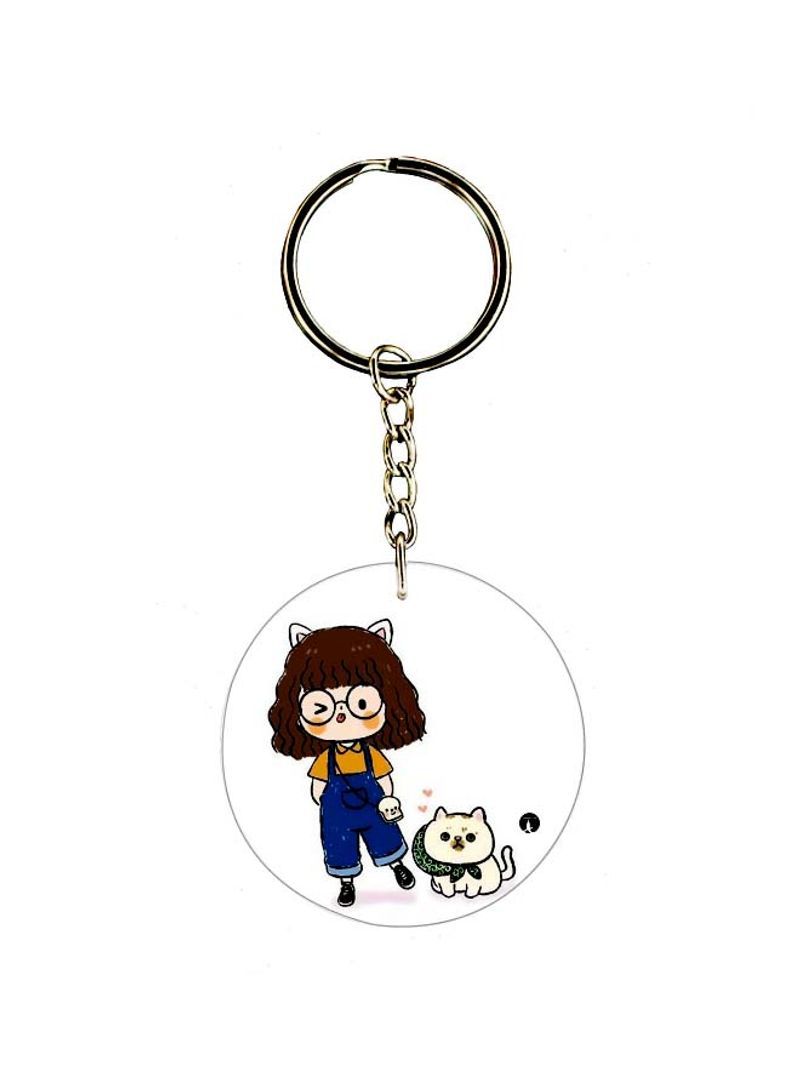 RKN Cartoon Girl Printed Single Sided Keychain