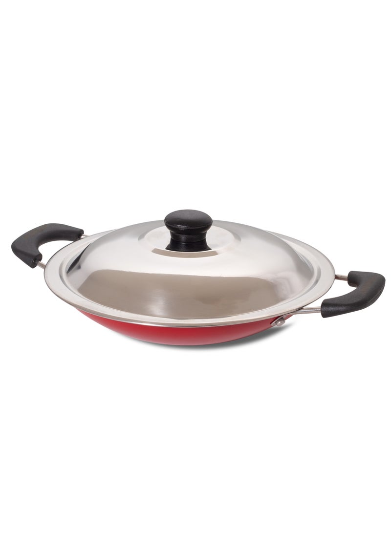 20CM Non-Stick Appam Kadai with Stainless Steel Lid - Best Kadai for Making Appams, Dosas & More