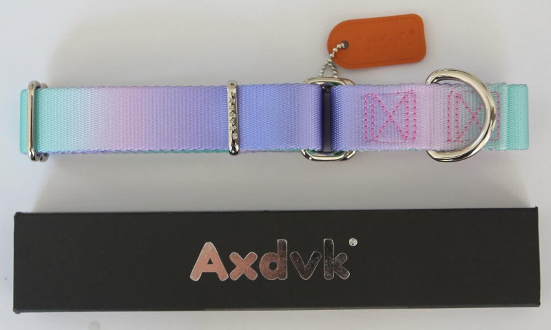 Axdvk Martingale Dog Collar Colorful Gradient Fashionable - Anti-Escape Soft Durable Pets Collar for Walking Training Outdoor Daily Use -Medium, Purple Green - Image 5