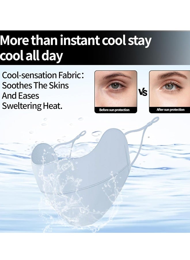 2 PCS UV Face Mask Sun Protection,UPF 50+Blocks 95% of UVA/UVB Rays,UV Face Mask for Women Washable Reusable（Gray） - Image 3