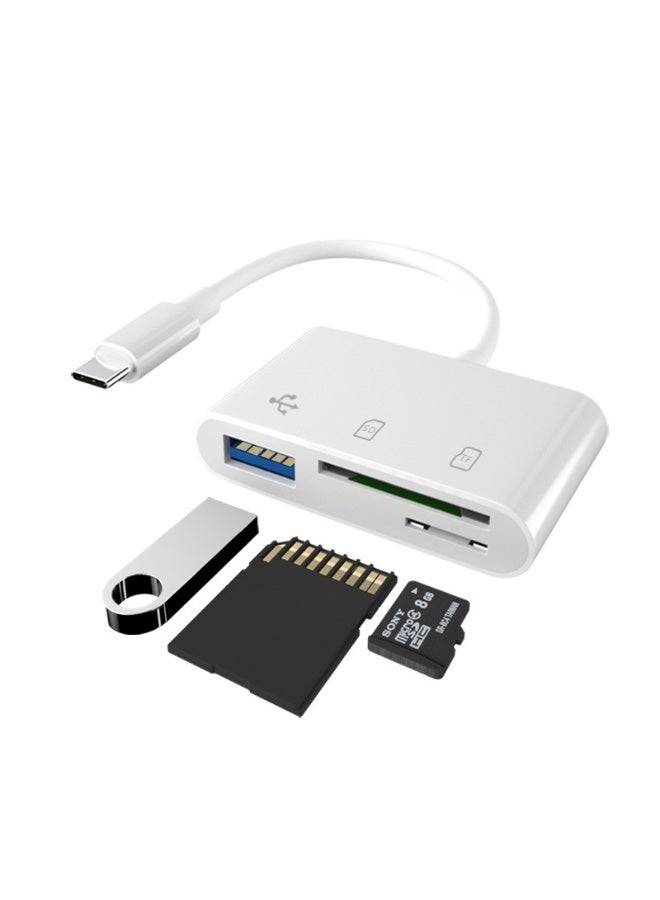 قارئ بطاقات Type-C 3 في 1، قارئ بطاقات USB-C متعدد الوظائف 3 في 1، محول ذاكرة USB 2.0 OTG لبطاقات SD/TF ومحركات USB، متوافق مع الهواتف والأجهزة اللوحية والحواسيب المحمولة - Image 1