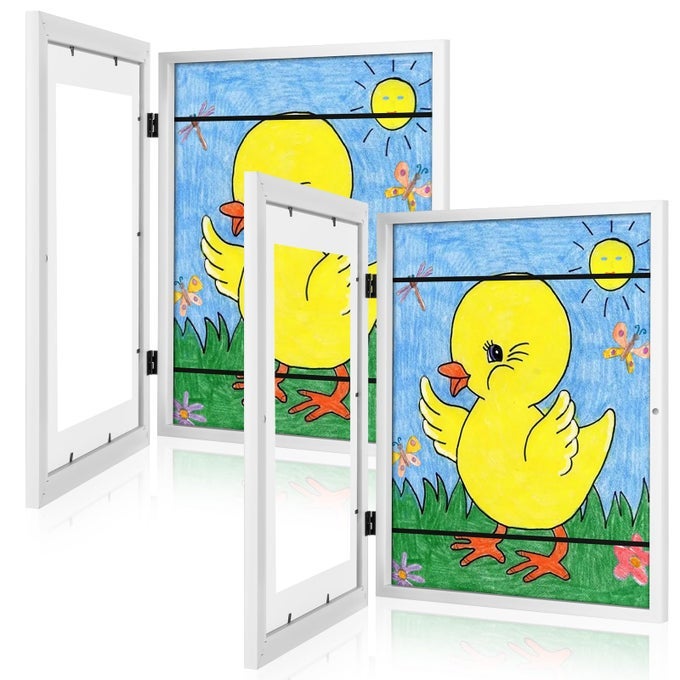 2PACK KIDS ART FRAMES 11X14 FRONT OPENING KIDS ARTWORK FRAMES CHANGEABLE WHITE ARTWORK DISPLAY STORAGE FRAME FOR WALL HOLDS 50 PCS FOR 3D PICTURE CRAFTS CHILDREN DRAWING HANGING ART