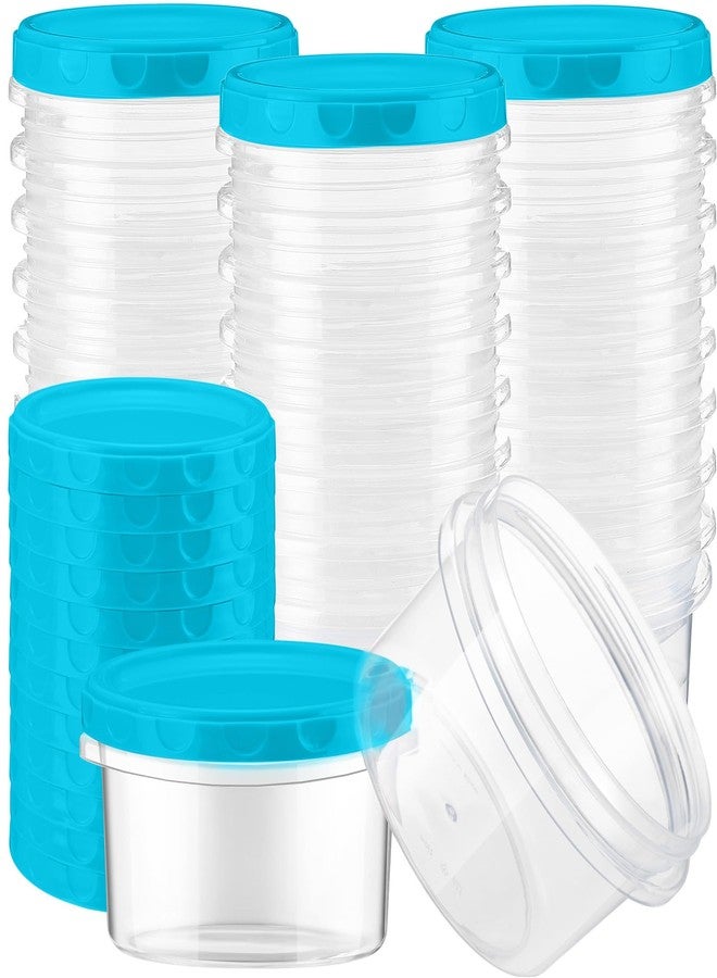 Sieral 36 Pack 8 oz/ 250 ml Freezer Containers with Lids Plastic Twist Top Deli Jars Reusable Freezer Storage Containers for Food Round Wide Mouth Lunch Snacks (Sky Blue) - Image 1