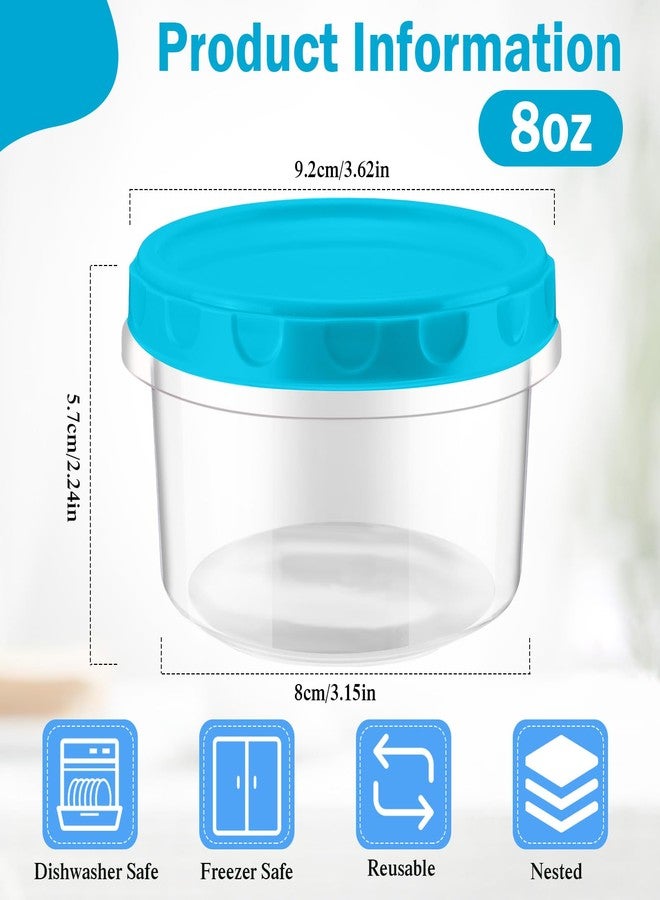 Sieral 36 Pack 8 oz/ 250 ml Freezer Containers with Lids Plastic Twist Top Deli Jars Reusable Freezer Storage Containers for Food Round Wide Mouth Lunch Snacks (Sky Blue) - Image 4