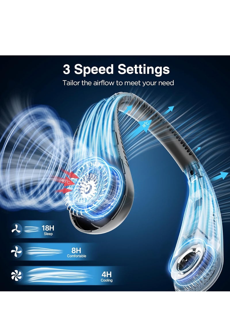 general Neck Fan, Hands Free Bladeless Neck Fans Portable Rechargeable, 6000 mAh Battery Operated Wearable Personal Fan, Cooling Neck Fan, 3 Speeds, USB Fan Gifts - Image 3