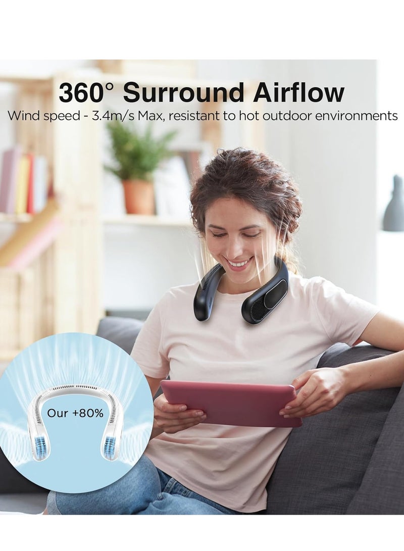 general Neck Fan, Hands Free Bladeless Neck Fans Portable Rechargeable, 6000 mAh Battery Operated Wearable Personal Fan, Cooling Neck Fan, 3 Speeds, USB Fan Gifts - Image 5