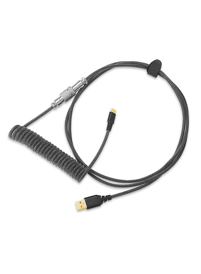REDRAGON A115 Coiled USB-C Keyboard Cable Custom Type-C Mechanical Gaming Keyboard Cable 5.28ft Black - Image 1