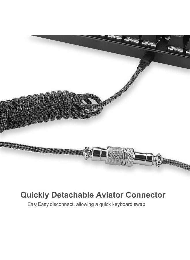 REDRAGON A115 Coiled USB-C Keyboard Cable Custom Type-C Mechanical Gaming Keyboard Cable 5.28ft Black - Image 5
