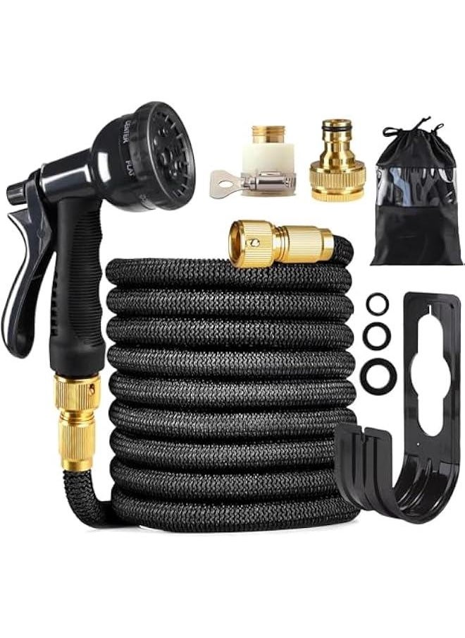 TRASSLE 100FT Garden Hose, Expandable Water Hose, Flexible No-Kink Water Pipe With 8 Function Hose Spray Nozzle, Brass Connector, Holder & Storage Bag for Watering Cleaning Pet Bathing Car Washing  - Image 1