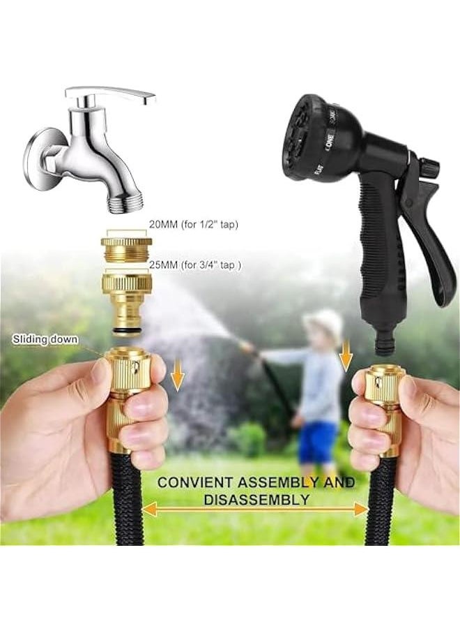TRASSLE 100FT Garden Hose, Expandable Water Hose, Flexible No-Kink Water Pipe With 8 Function Hose Spray Nozzle, Brass Connector, Holder & Storage Bag for Watering Cleaning Pet Bathing Car Washing  - Image 3
