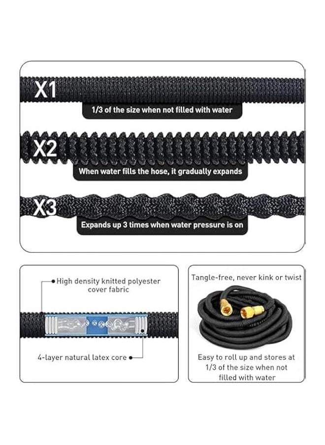 TRASSLE 100FT Garden Hose, Expandable Water Hose, Flexible No-Kink Water Pipe With 8 Function Hose Spray Nozzle, Brass Connector, Holder & Storage Bag for Watering Cleaning Pet Bathing Car Washing  - Image 4