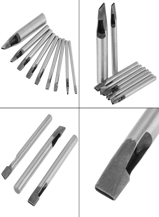 والفرونت 2 مم شكل بيضاوي ثقب لكمة، 9 قطع الجلود شكل بيضاوي ثقب لكمة القاطع مجوف DIY أداة عالية الكربون الصلب الطول الإجمالي 105 مم لحزام ساعة حزام الجلود العمل - Image 2
