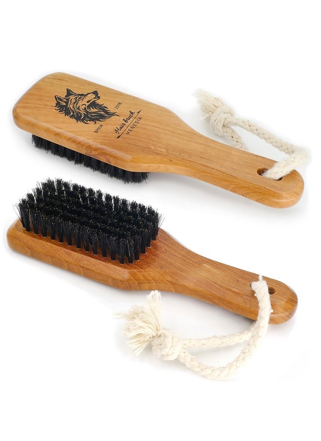menesia - Soft Bristle Brush - Boar Bristle For Men And Women, Slicking Back, Fine And Sleek Hair - Beard Brush (Wolf) - Image 1