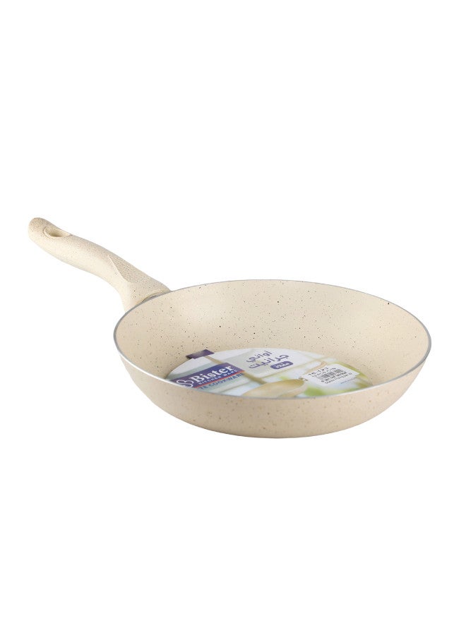Bister Granite Fry Pan 26cm with Glass Lid – Beige Non-Stick Cookware, Induction-Compatible, Flat Bottom for Gas, Halogen & Induction Stoves - Image 5