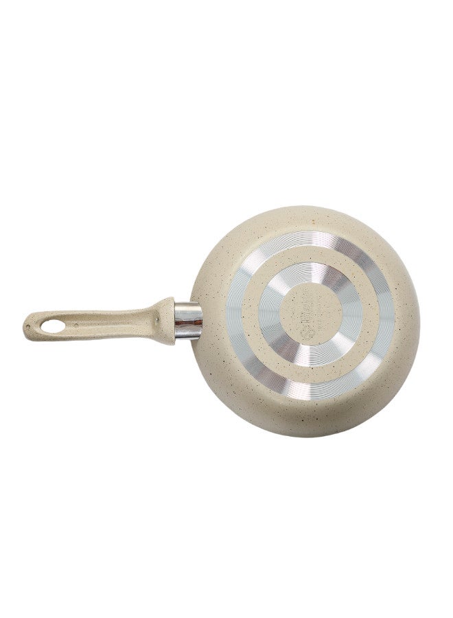 Bister Granite Fry Pan 26cm with Glass Lid – Beige Non-Stick Cookware, Induction-Compatible, Flat Bottom for Gas, Halogen & Induction Stoves - Image 2