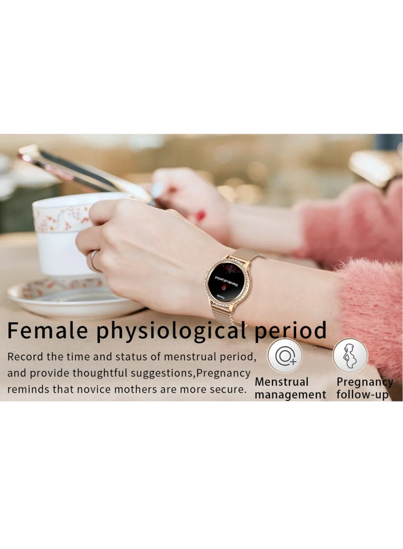 RollsTimi  Fashion Women's Bluetooth Smartwatch, Gold  Diamond Dial, 1.32 Inch Full Screen Touch, Answer/Make Calls, IP67 Waterproof RT i58 - Image 5