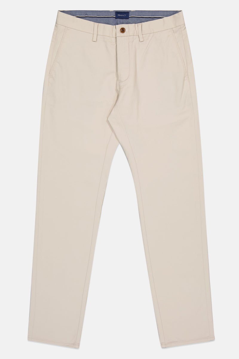 GANT Men Slim Fit Solid Chino Pants, Beige - Image 2