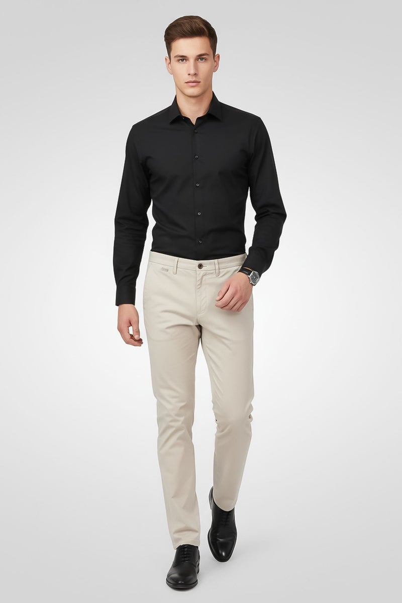 GANT Men Slim Fit Solid Chino Pants, Beige - Image 1